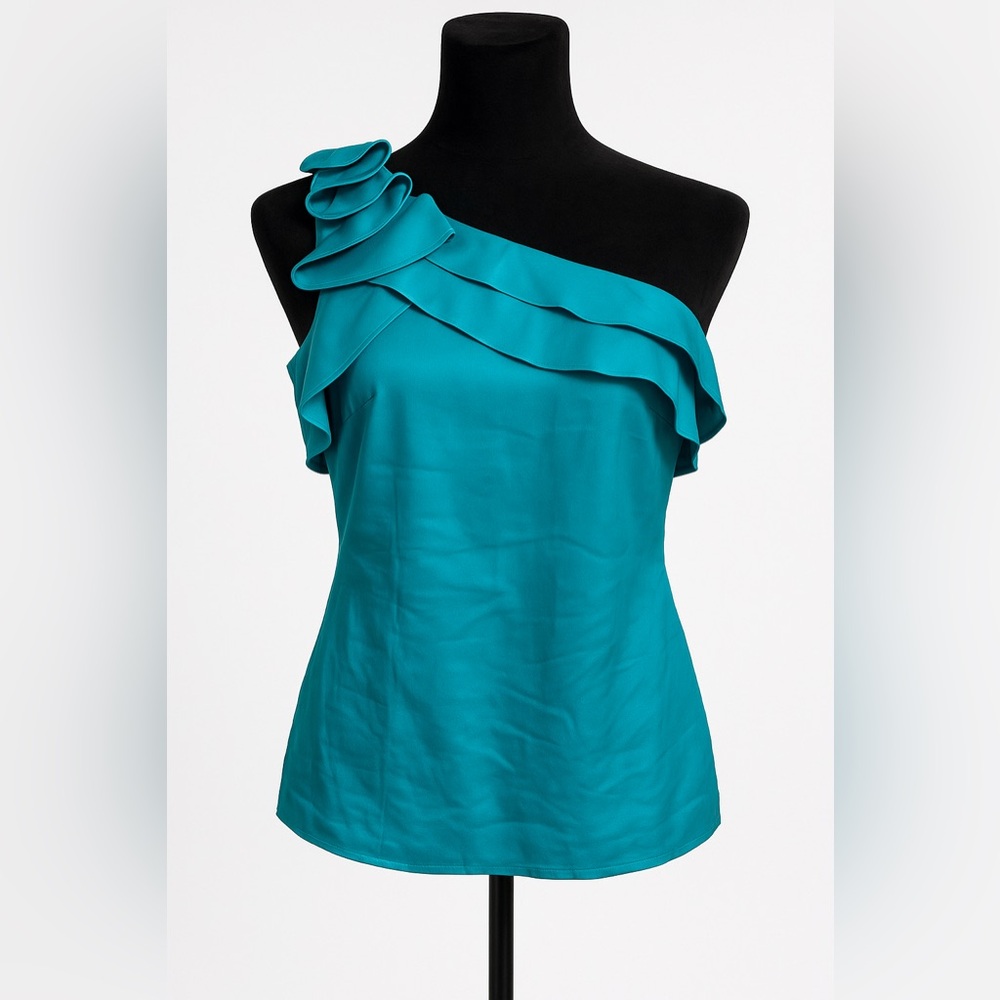 The Limited Turquoise Ruffle One-Shoulder Blouse